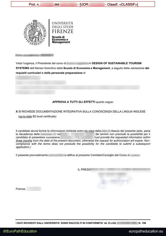 Admission letter
