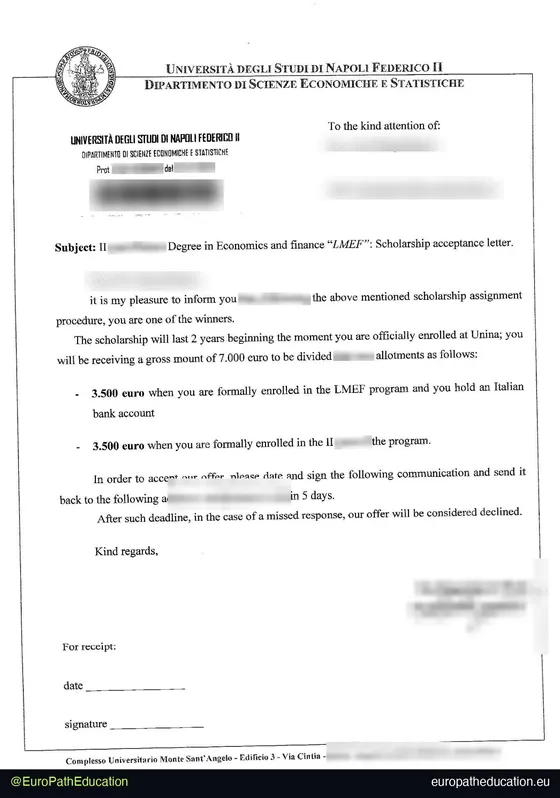 Admission letter