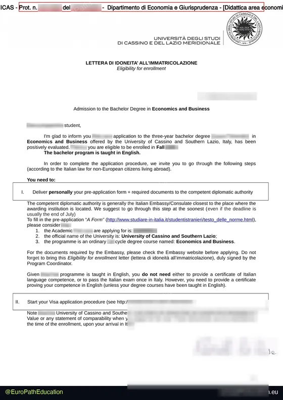 Admission letter